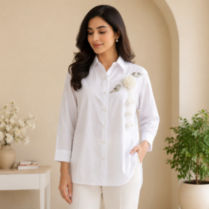 Elegant White Embroidered Shirt