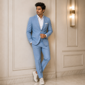 Men’s Premium Sky Blue Slim Fit Suit Set – Modern Formal Wear