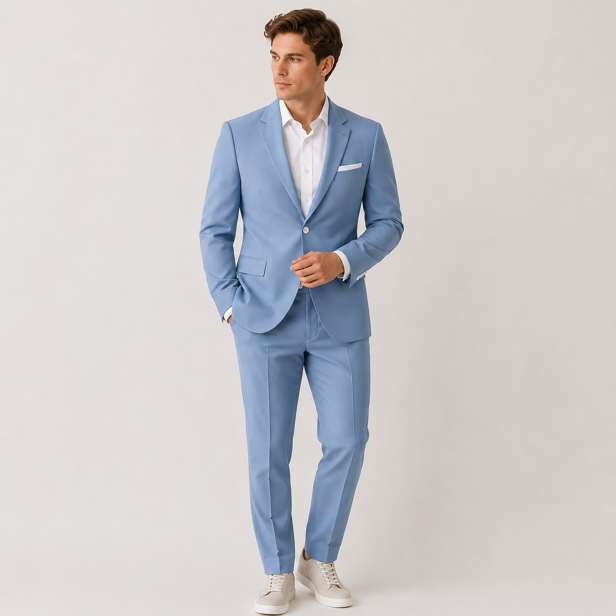 Men’s Premium Sky Blue Slim Fit Suit Set – Modern Formal Wear