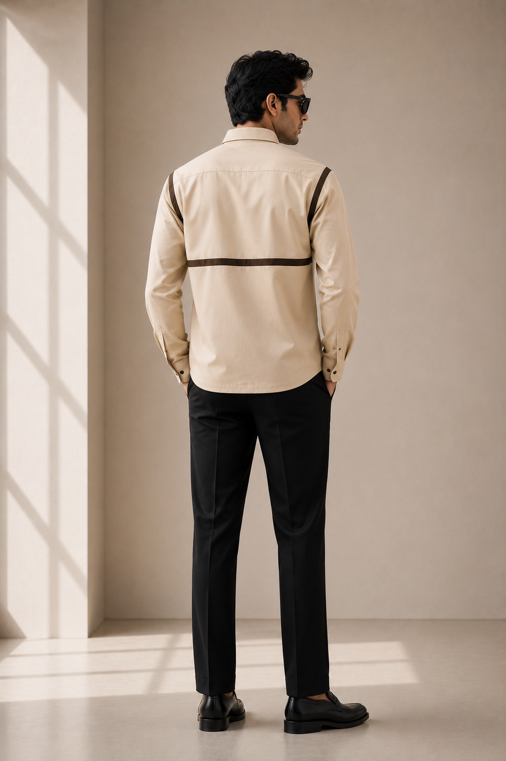 Beige Contrast Trim Shirt - Image 2
